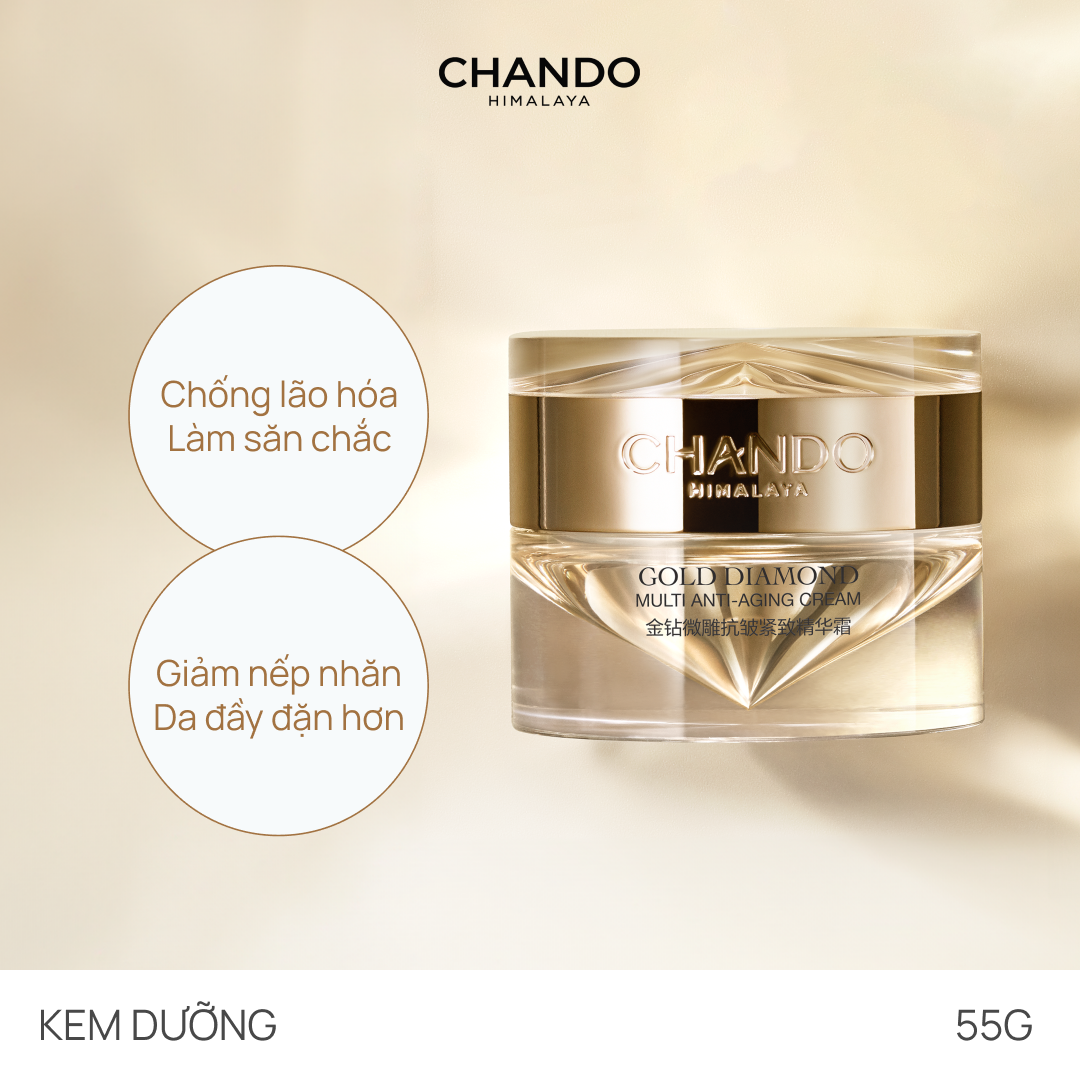 Kem Chống Lão Hóa, Làm Săn Chắc & Giảm Nếp Nhăn CHANDO Gold Diamond Multi Anti-aging Cream 55g