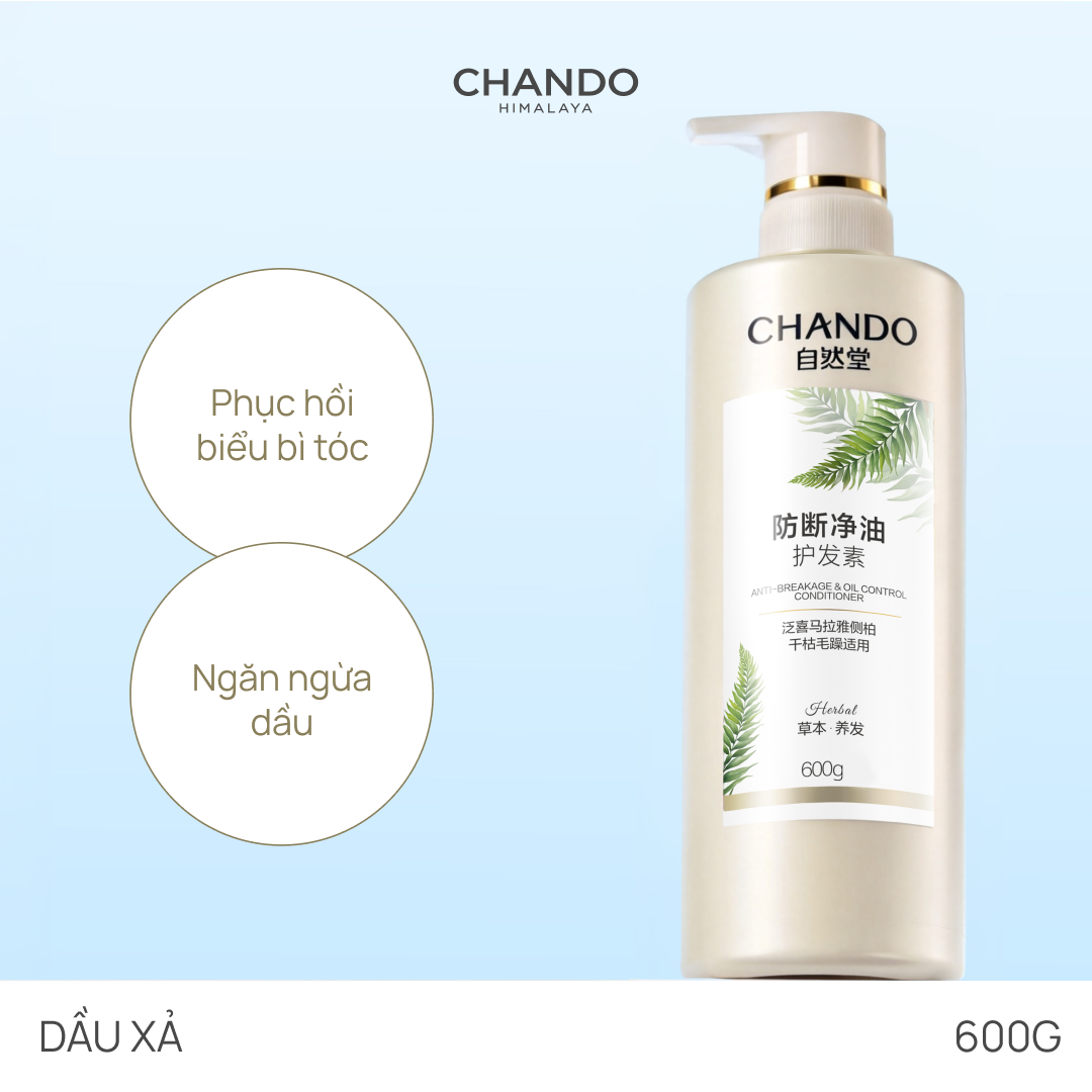 Dầu Xả Hỗ Trợ Ngăn Ngừa Gãy Rụng & Kiểm Soát Dầu CHANDO Himalaya 600g Hàng Chính Hãng