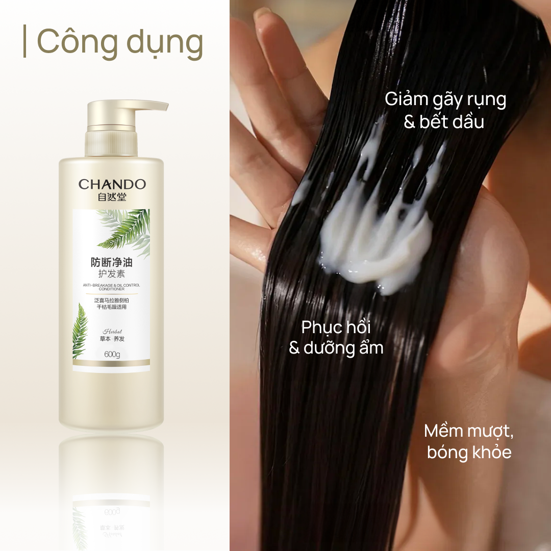 Dầu Xả Hỗ Trợ Ngăn Ngừa Gãy Rụng & Kiểm Soát Dầu CHANDO Himalaya 600g Hàng Chính Hãng