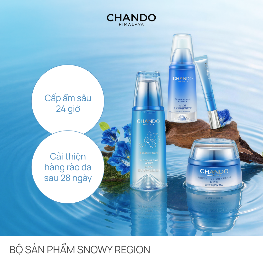 [BỘ 4 SẢN PHẨM] Cấp Ẩm, Làm Sáng & Chăm Sóc Da Rạng Rỡ CHANDO Snowy Region