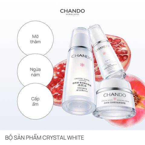 [Bộ 3 sản phẩm] Dưỡng ẩm, Dưỡng sáng, Hỗ trợ mờ thâm CHANDO Crystal White