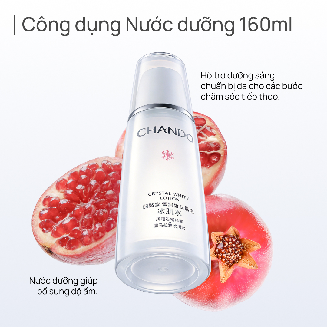 [Bộ 3 sản phẩm] Dưỡng ẩm, Dưỡng sáng, Hỗ trợ mờ thâm CHANDO Crystal White