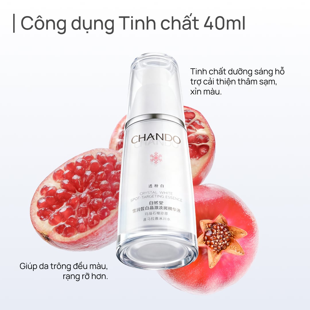 [Bộ 3 sản phẩm] Dưỡng ẩm, Dưỡng sáng, Hỗ trợ mờ thâm CHANDO Crystal White