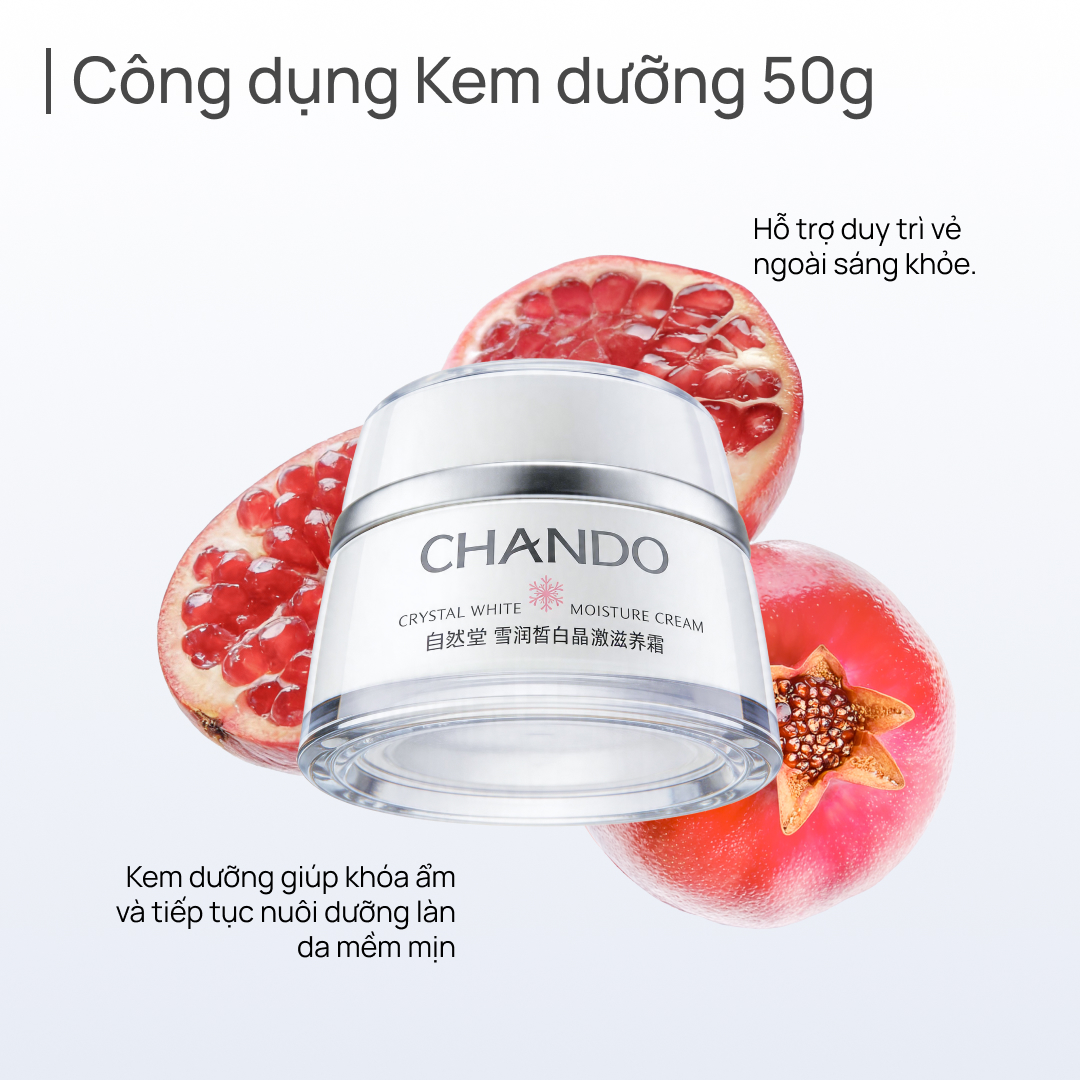 [Bộ 3 sản phẩm] Dưỡng ẩm, Dưỡng sáng, Hỗ trợ mờ thâm CHANDO Crystal White