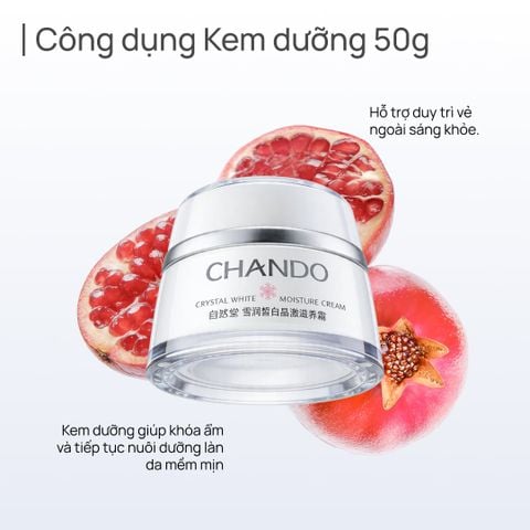 [Bộ 3 sản phẩm] Dưỡng ẩm, Dưỡng sáng, Hỗ trợ mờ thâm CHANDO Crystal White