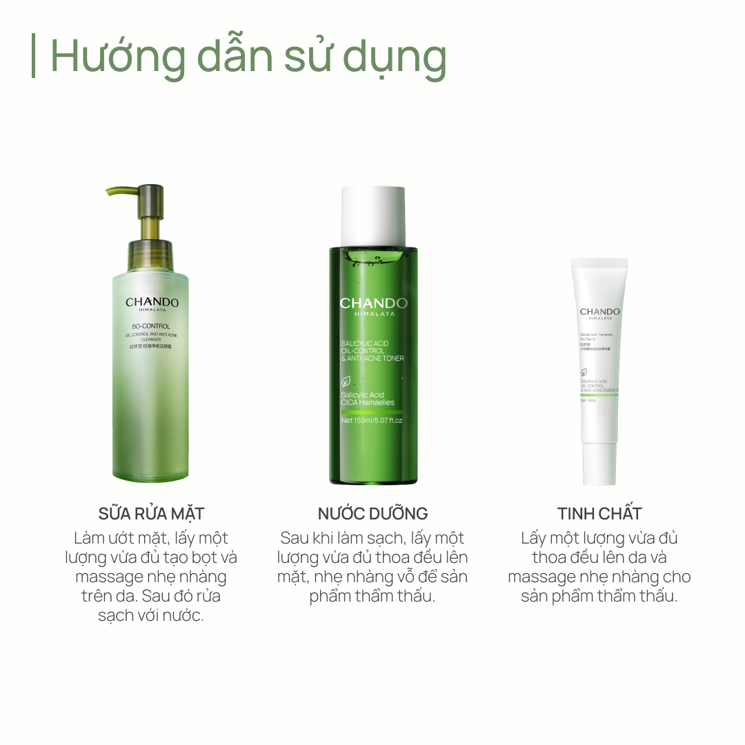 [BỘ 3 SẢN PHẨM] Kiểm Soát Dầu & Hỗ Trợ Giảm Mụn CHANDO Salicylic Acid
