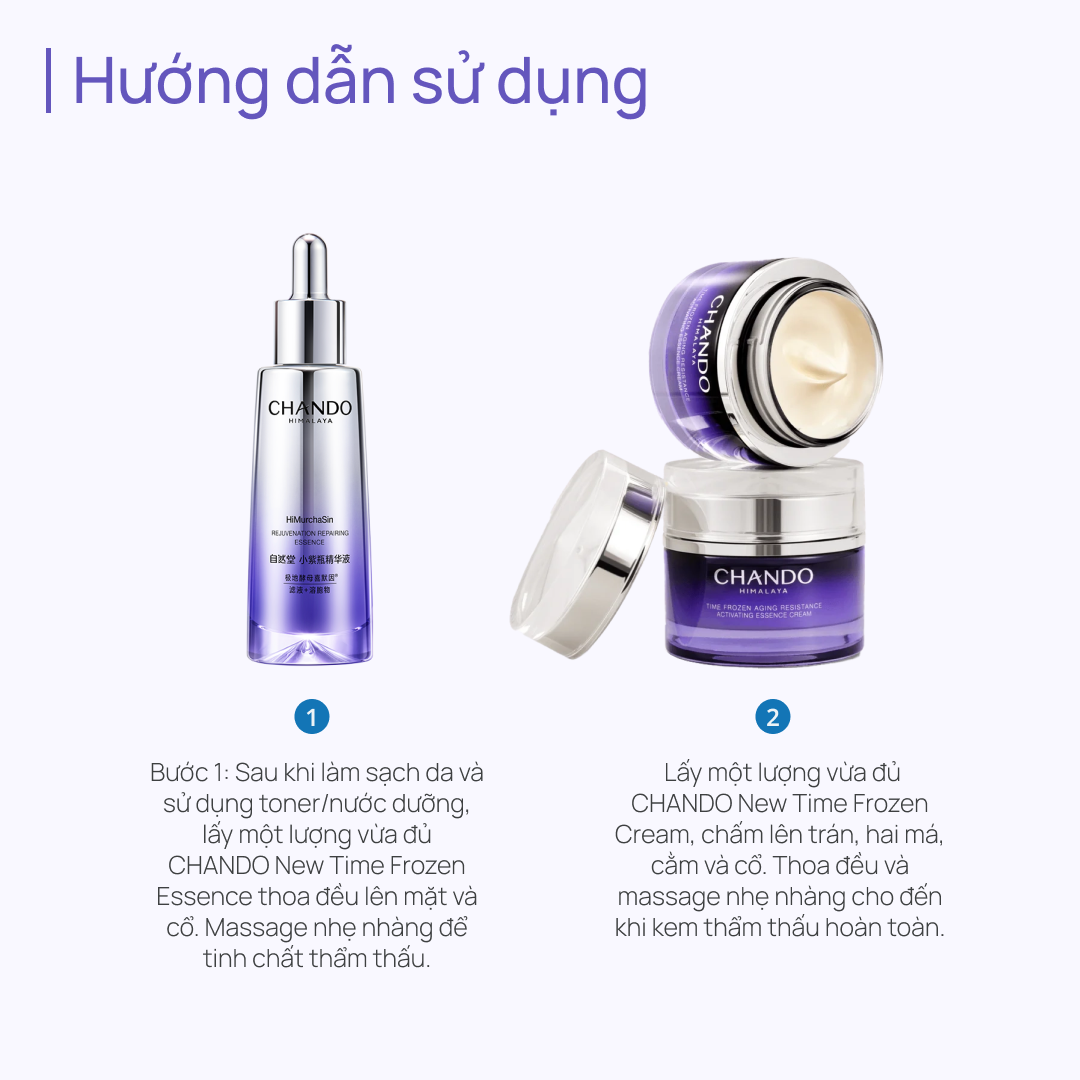 [BỘ 2 SẢN PHẨM] Mờ Nhăn, Tái Tạo Da & Dưỡng Sáng Toàn Năng CHANDO New Time Frozen