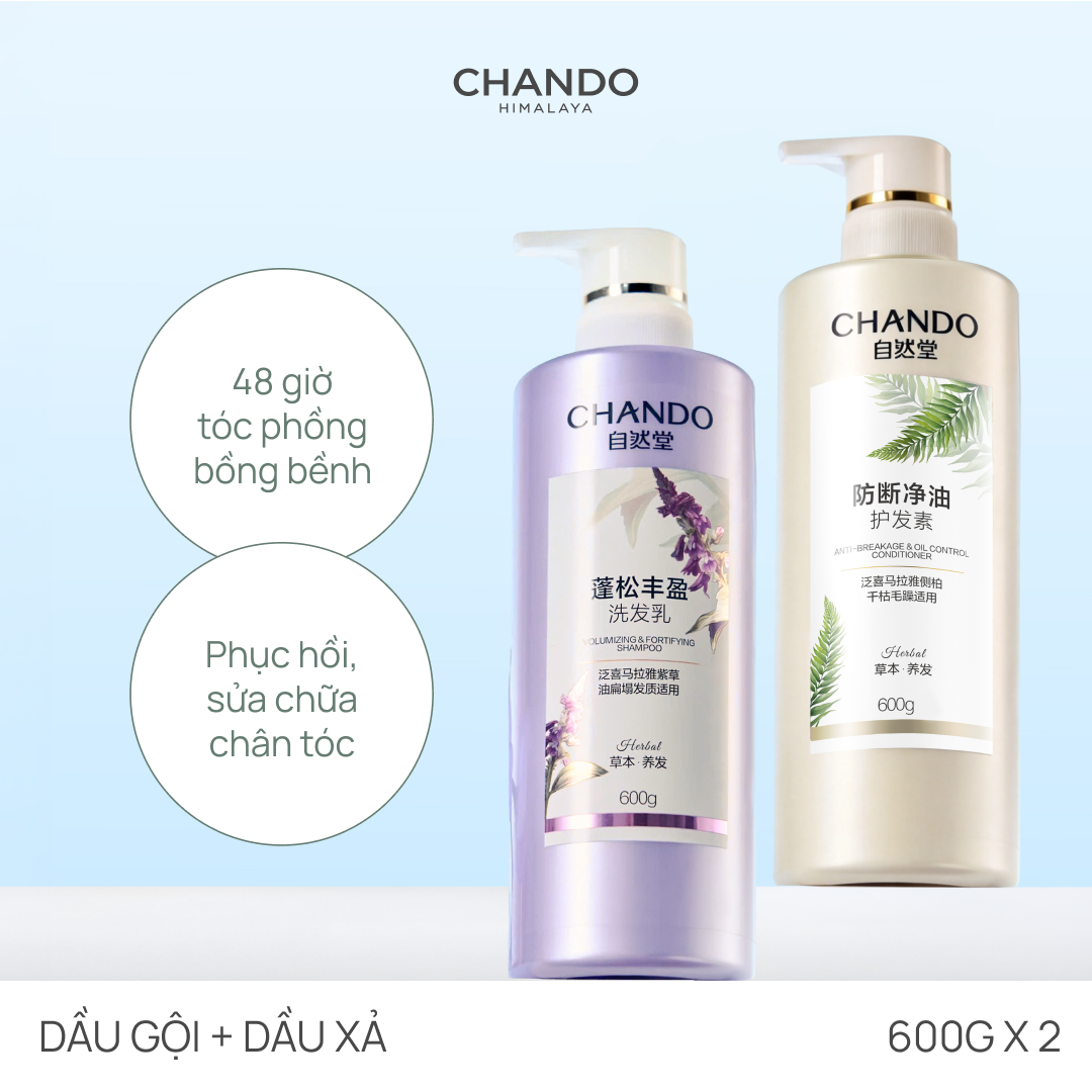 Combo Gội Xả Thảo Dược Thiên Nhiên 600g Nhiều Phân Loại (Kiểm Soát dầu/ Ngăn Ngừa Gàu/ Dưỡng tóc/ Giảm Rụng) CHANDO Himalaya