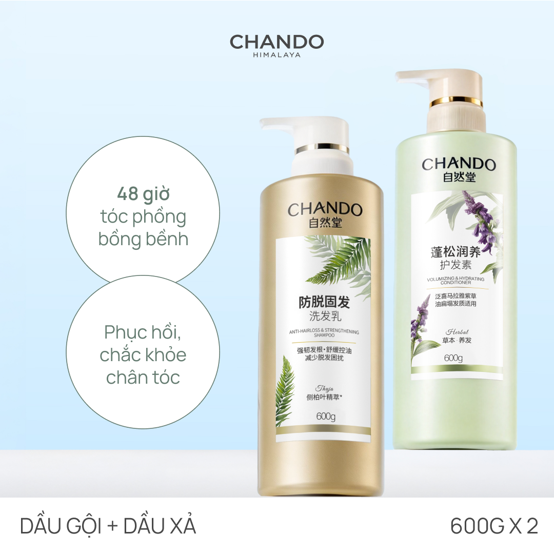 Combo Gội Xả Thảo Dược Thiên Nhiên 600g Nhiều Phân Loại (Kiểm Soát dầu/ Ngăn Ngừa Gàu/ Dưỡng tóc/ Giảm Rụng) CHANDO Himalaya