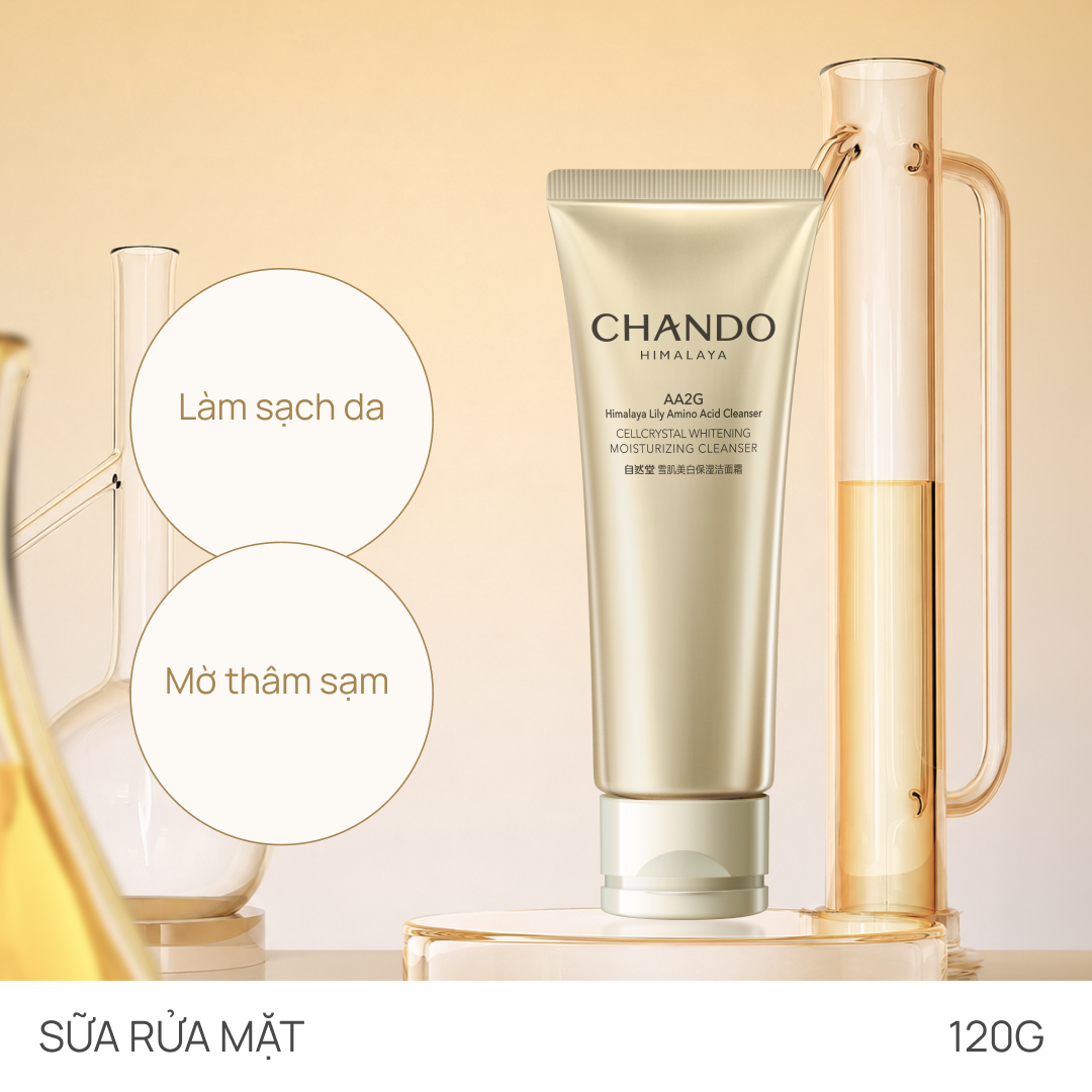 Sữa Rửa Mặt Dưỡng Sáng, Mờ Thâm Và Chống Lão Hoá CHANDO CellCrystal Whitening Moisturizing Cleanser 120g