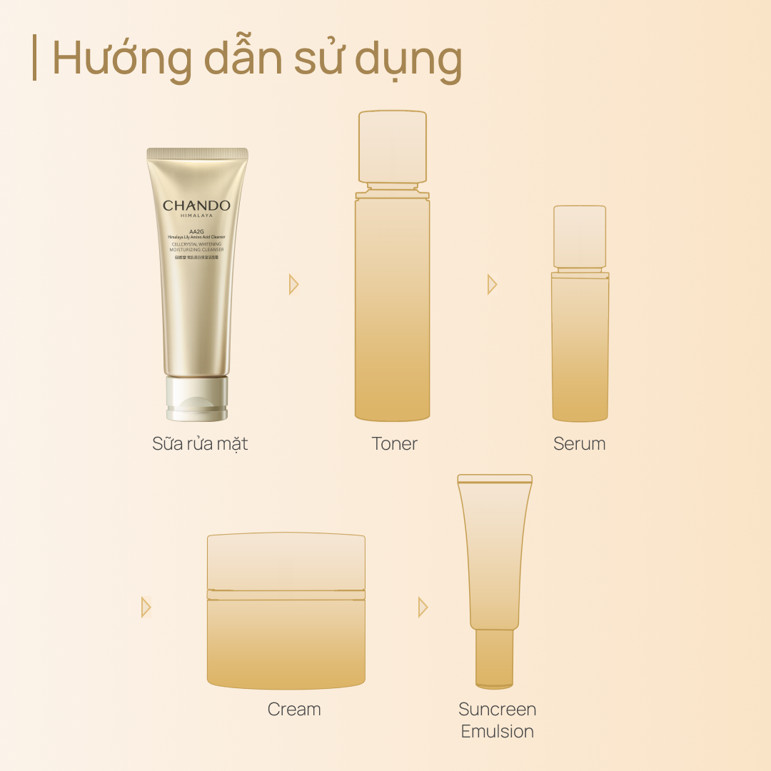 Sữa Rửa Mặt Dưỡng Sáng, Mờ Thâm Và Chống Lão Hoá CHANDO CellCrystal Whitening Moisturizing Cleanser 120g