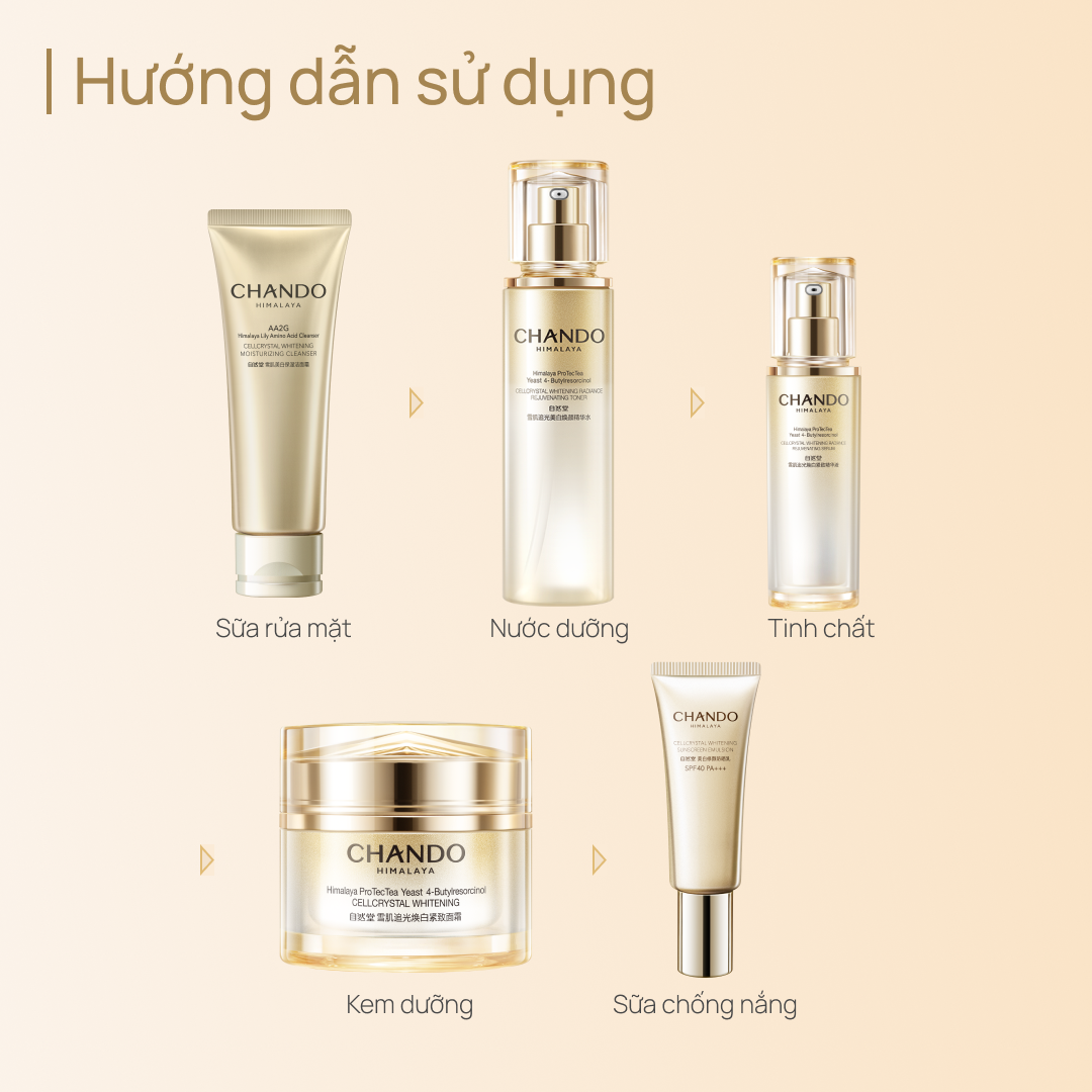 [BỘ 5 SẢN PHẨM] Làm Sạch, Làm Sáng & Chăm Sóc Da Xỉn Màu CHANDO Cell White