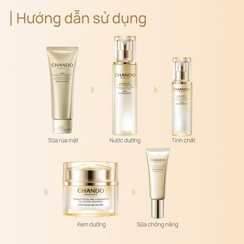 [BỘ 5 SẢN PHẨM] Làm Sạch, Làm Sáng & Chăm Sóc Da Xỉn Màu CHANDO Cell White