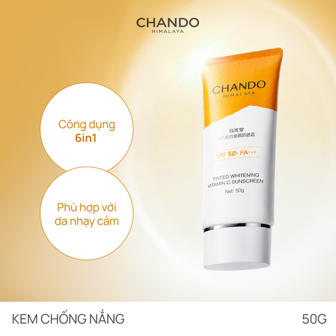 Kem Chống Nắng Có Màu Dưỡng Sáng Da CHANDO Tinted Whitening Vitamin C Sunscreen SPF50+ PA+++