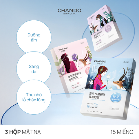Combo 03 Mặt Nạ Thảo Dược Dưỡng Ẩm, Sáng Da, Thu Nhỏ Lỗ Chân Lông CHANDO (15 MIẾNG)