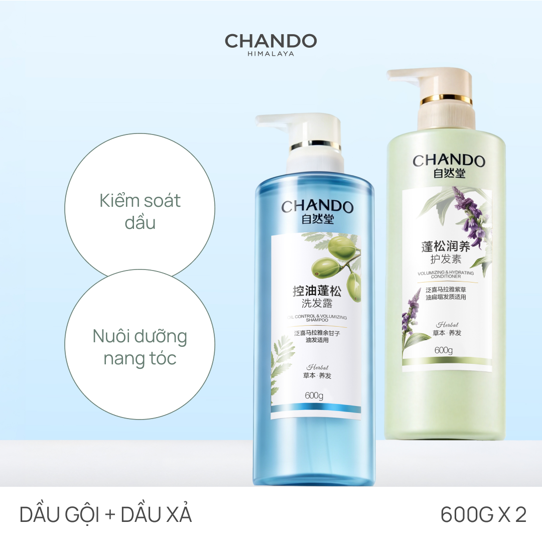 Combo Gội Xả Thảo Dược Thiên Nhiên 600g Nhiều Phân Loại (Kiểm Soát dầu/ Ngăn Ngừa Gàu/ Dưỡng tóc/ Giảm Rụng) CHANDO Himalaya