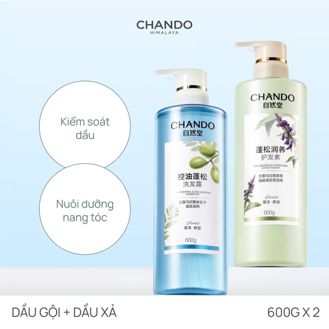 Combo Gội Xả Thảo Dược Thiên Nhiên 600g Nhiều Phân Loại (Kiểm Soát dầu/ Ngăn Ngừa Gàu/ Dưỡng tóc/ Giảm Rụng) CHANDO Himalaya