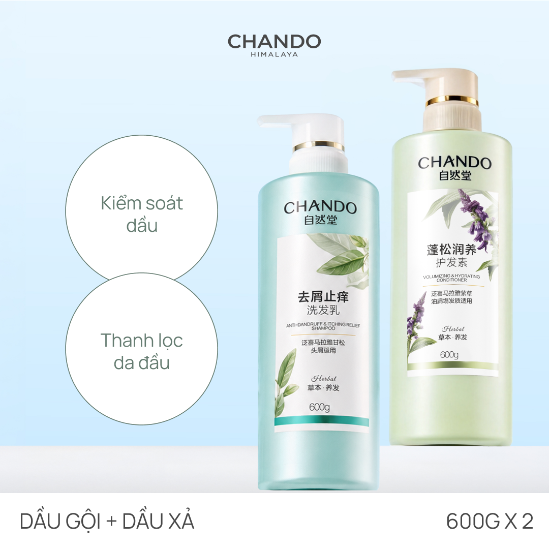 Combo Gội Xả Thảo Dược Thiên Nhiên 600g Nhiều Phân Loại (Kiểm Soát dầu/ Ngăn Ngừa Gàu/ Dưỡng tóc/ Giảm Rụng) CHANDO Himalaya