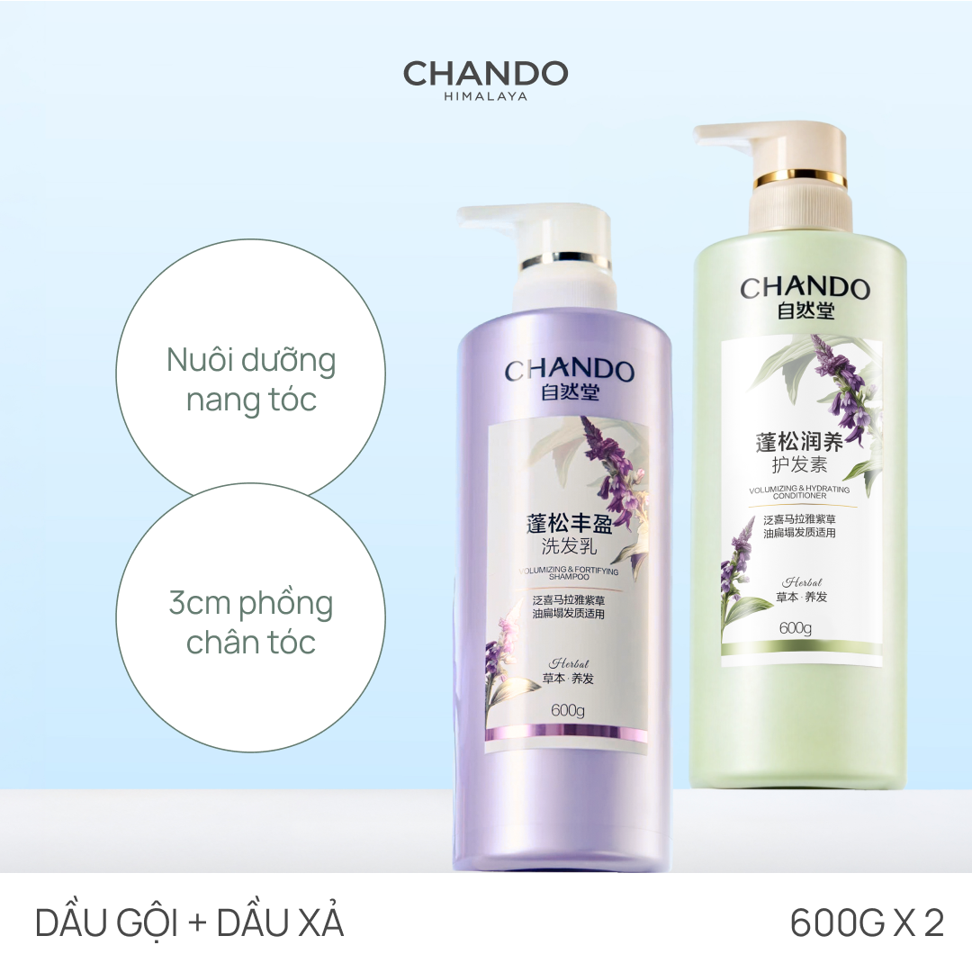 Combo Gội Xả Thảo Dược Thiên Nhiên 600g Nhiều Phân Loại (Kiểm Soát dầu/ Ngăn Ngừa Gàu/ Dưỡng tóc/ Giảm Rụng) CHANDO Himalaya