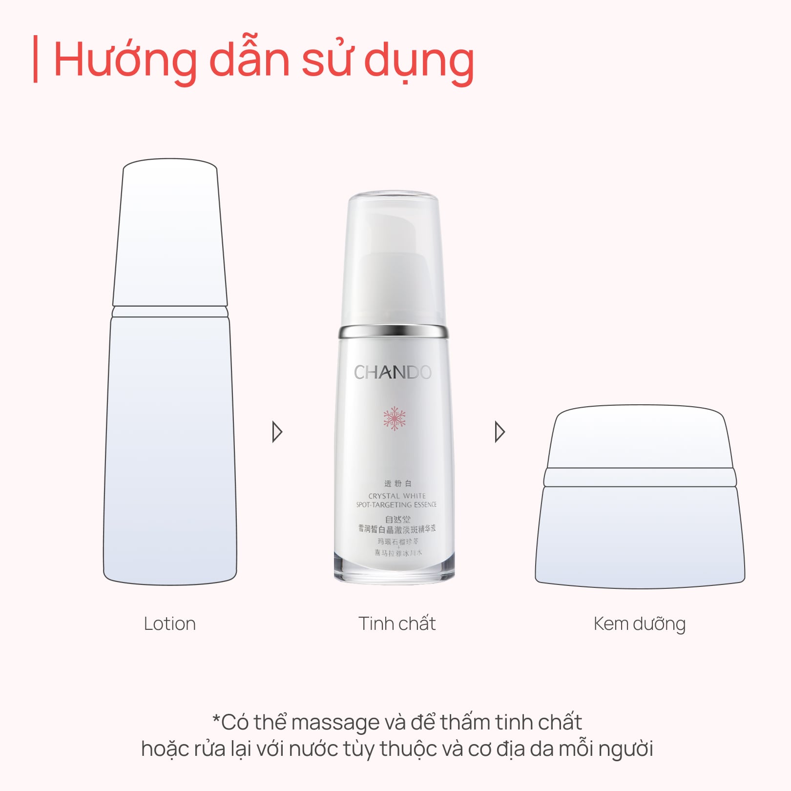 Serum Dưỡng ẩm, Dưỡng sáng, Hỗ trợ mờ thâm CHANDO Crystal White 40ml