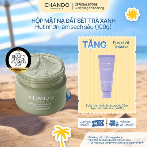 Mặt Nạ Đất Sét Trà Xanh Làm Sạch Sâu, Thông Thoáng Lỗ Chân Lông 100g CHANDO Himalaya Chính Hãng