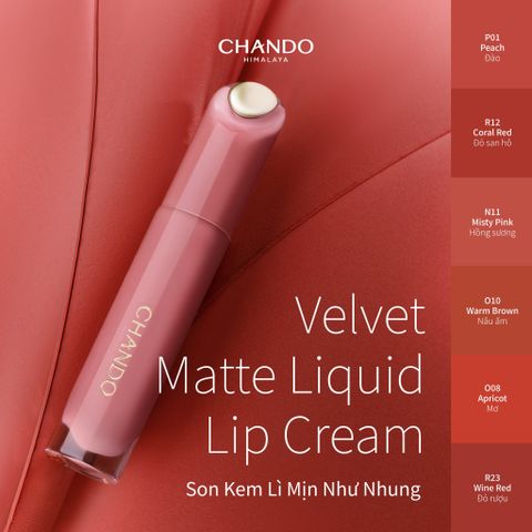 Son Kem Lì Mịn Như Nhung P01 Đào CHANDO Himalaya 2.4ml Hàng Chính Hãng