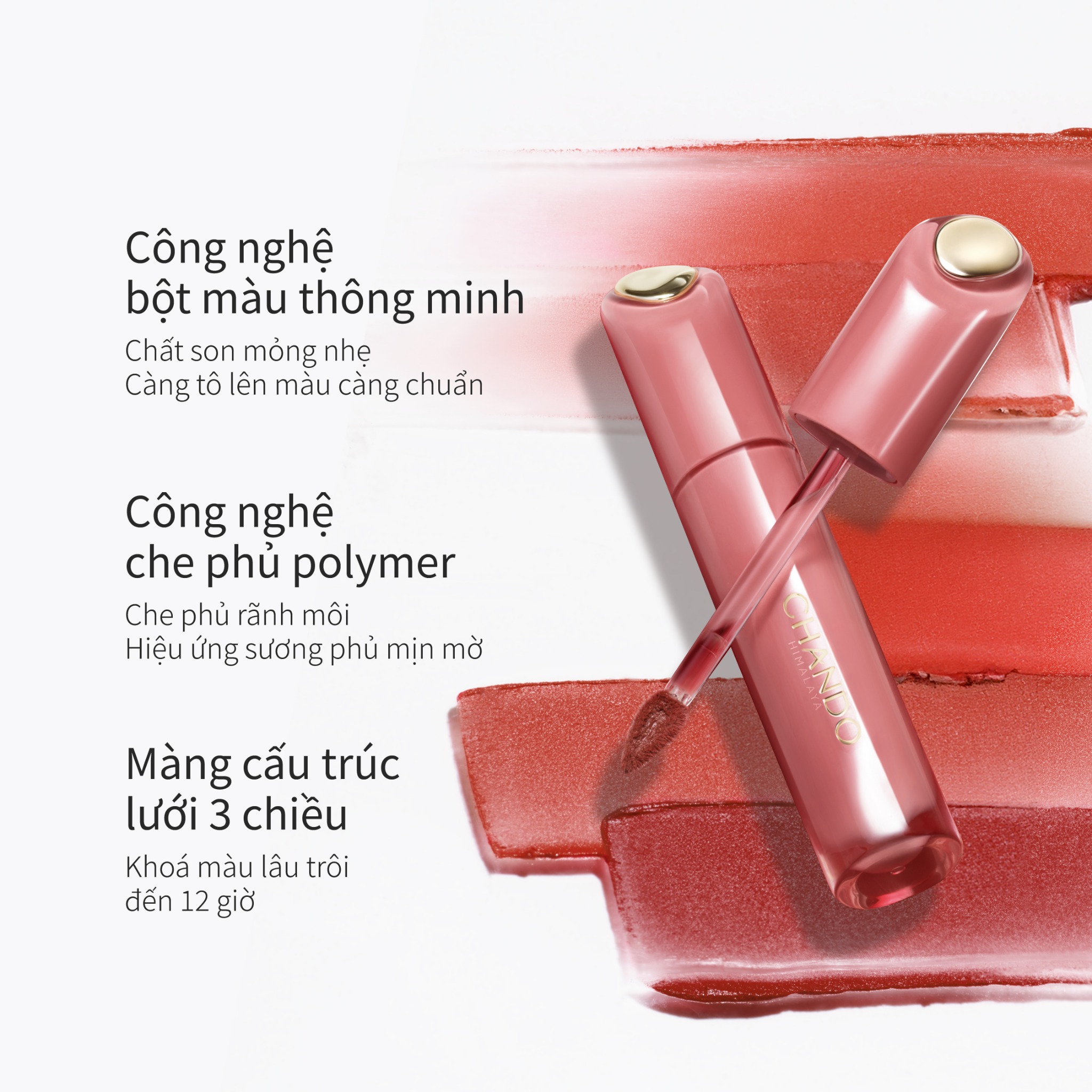 Son Kem Lì Mịn Như Nhung P01 Đào CHANDO Himalaya 2.4ml Hàng Chính Hãng