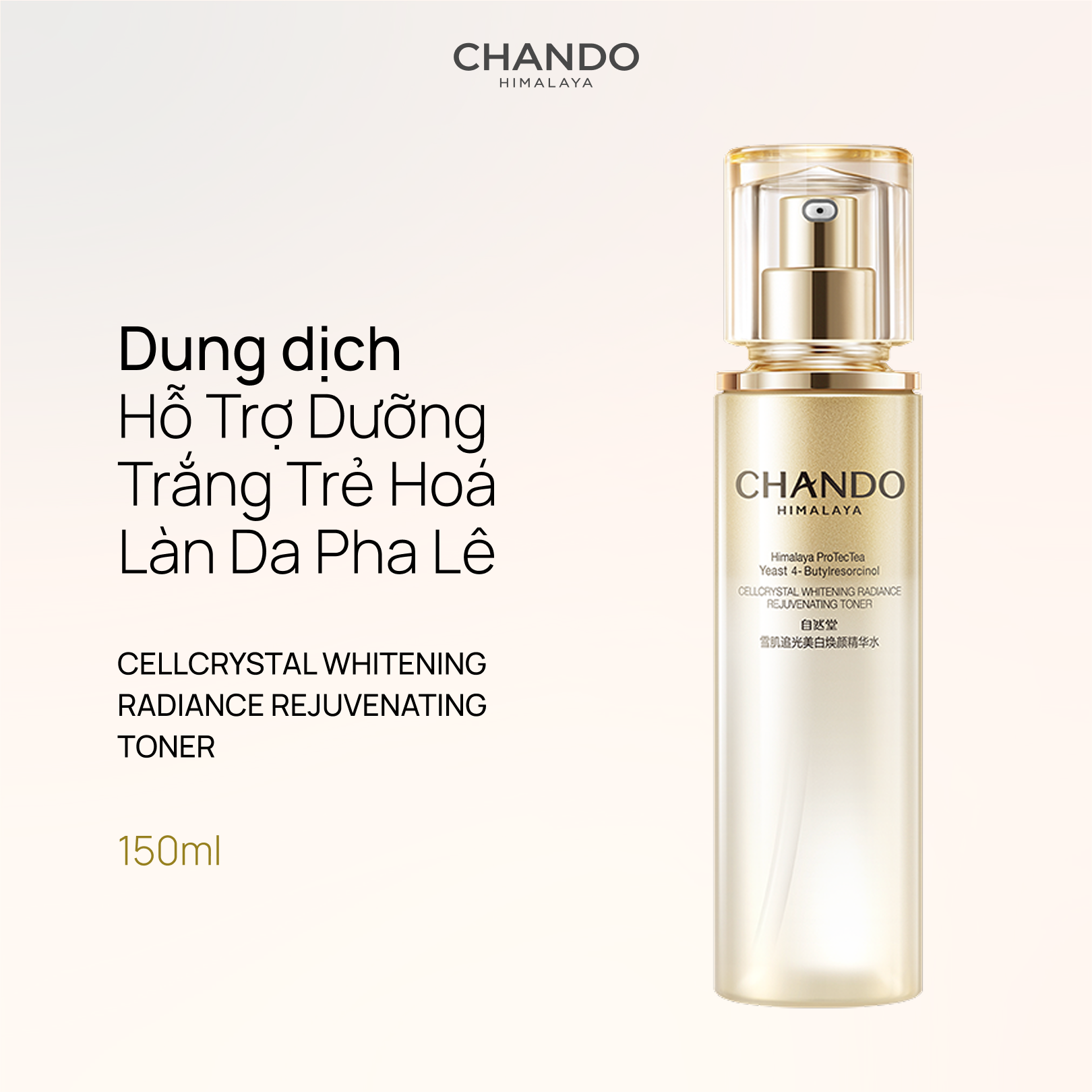 Dung Dịch Cân Bằng Hỗ Trợ Dưỡng Trắng Trẻ Hoá Da Pha Lê CHANDO Himalaya 150ml Chứa Niacinamide Hàng Chính Hãng