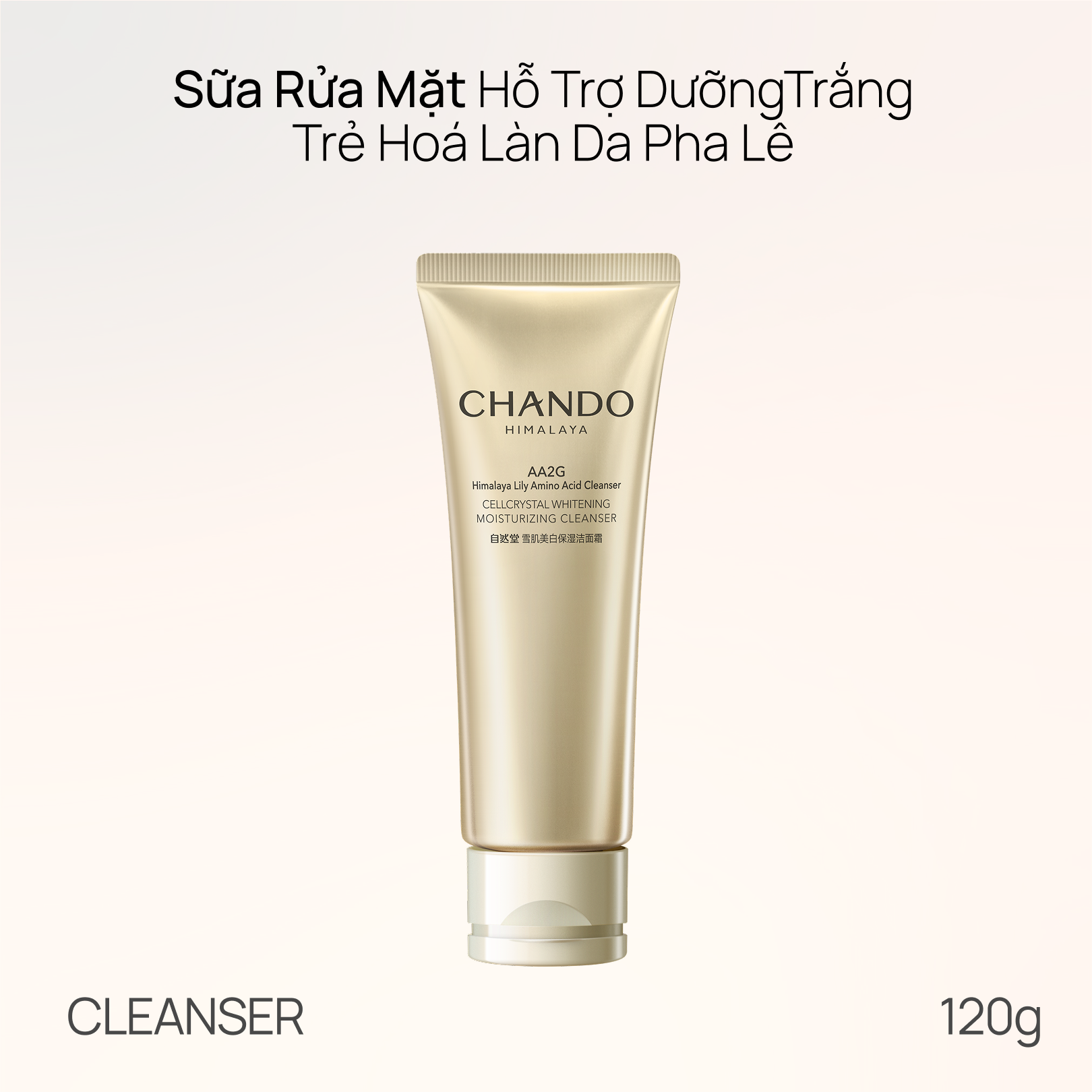Sữa Rửa Mặt Dưỡng Sáng, Mờ Thâm Và Chống Lão Hoá CHANDO CellCrystal Whitening Moisturizing Cleanser 120g