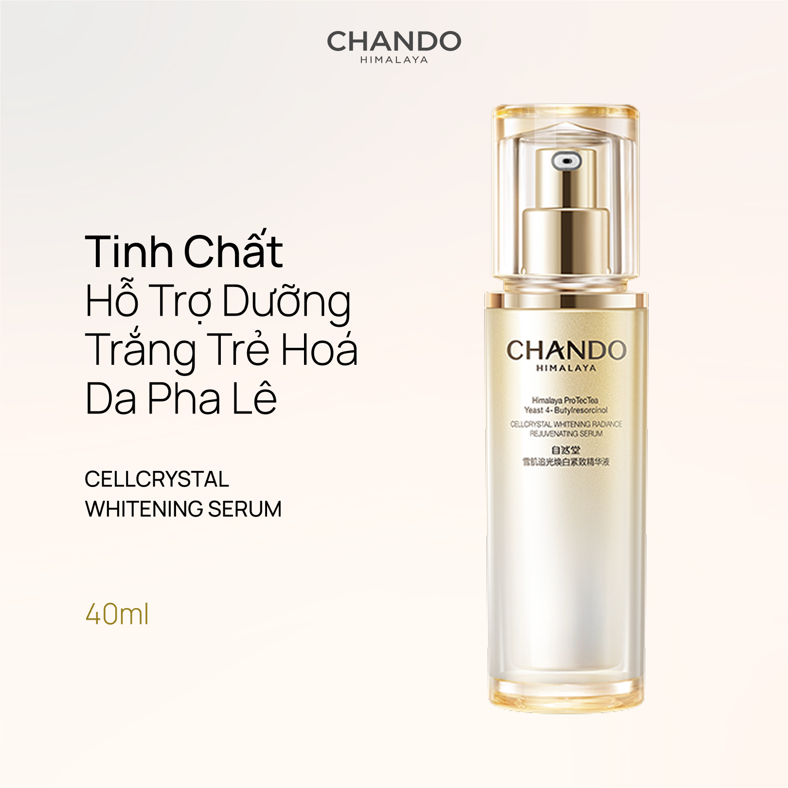 Tinh Chất Hỗ Trợ Dưỡng Trắng Trẻ Hoá Da Pha Lê CHANDO Himalaya 40ml Chứa Niacinamide Hàng Chính Hãng