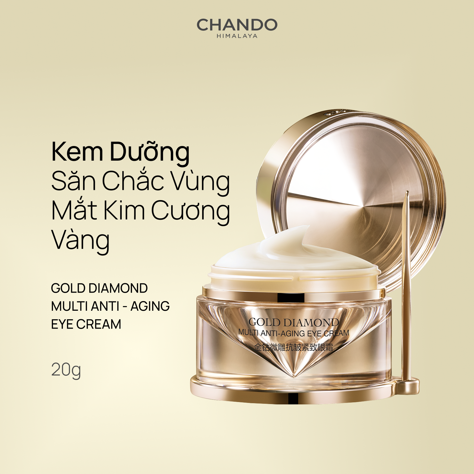 Kem Dưỡng Giúp Săn Chắc Vùng Mắt Kim Cương Vàng CHANDO Himalaya 20g Hàng Chính Hãng