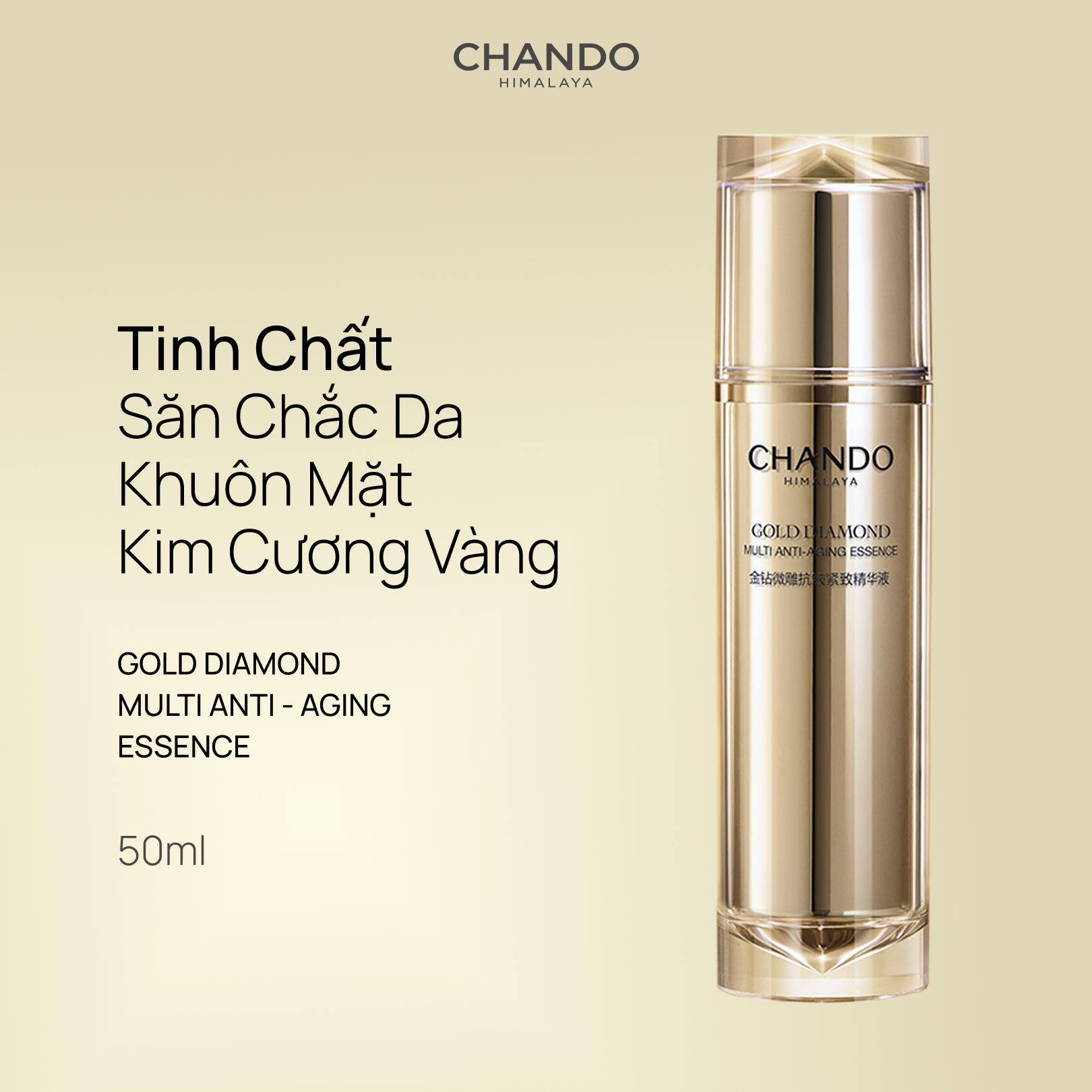 Tinh Chất Giúp Săn Chắc Da Khuôn Mặt Kim Cương Vàng CHANDO Himalaya 50ml Hàng Chính Hãng