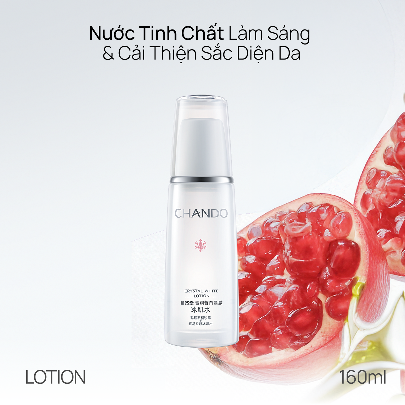 Lotion Hỗ Trợ Dưỡng Sáng, Dưỡng Ẩm và Mờ Thâm Crystal White CHANDO Himalaya 160ml