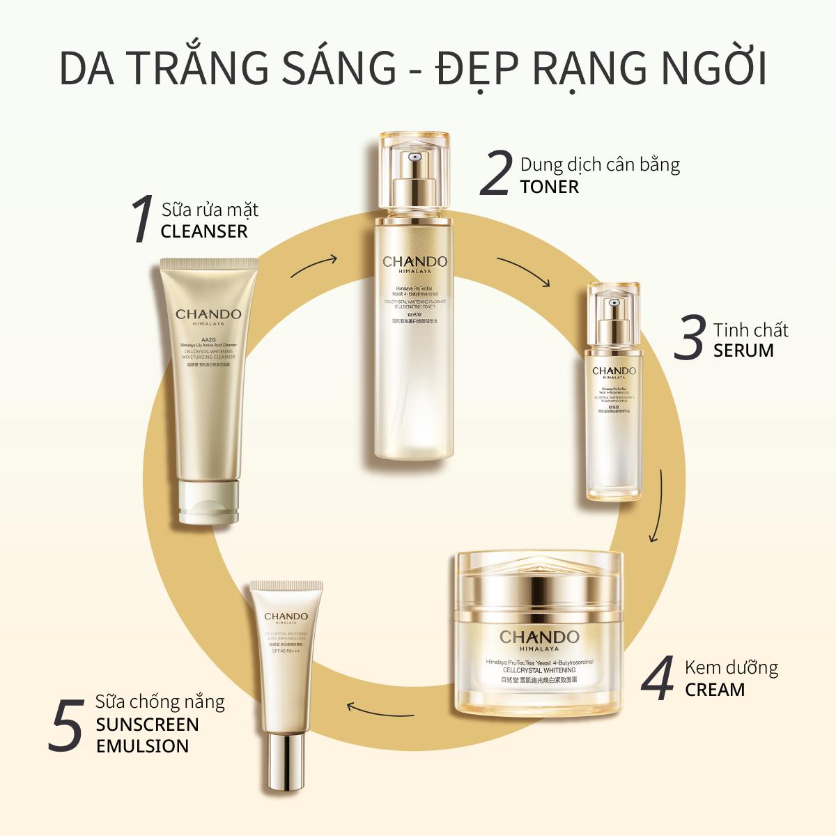 Tinh Chất Hỗ Trợ Dưỡng Trắng Trẻ Hoá Da Pha Lê CHANDO Himalaya 40ml Chứa Niacinamide Hàng Chính Hãng