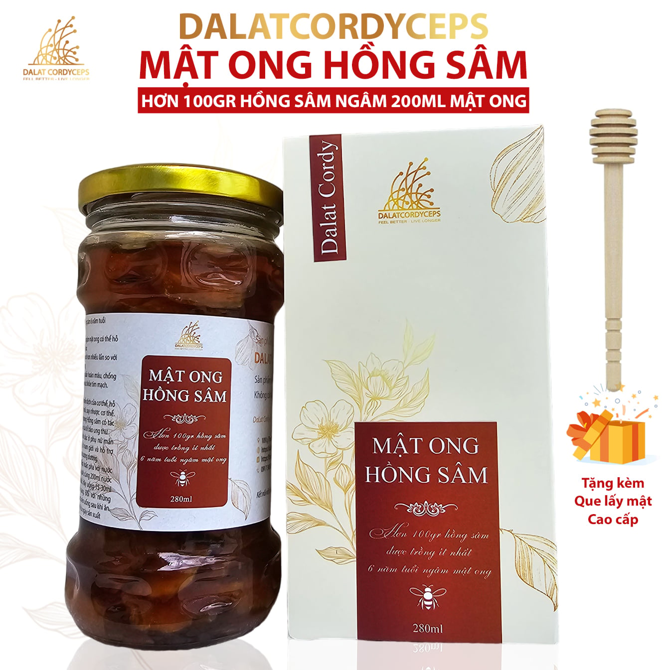 Mật ong ngâm hồng sâm - Hộp cao cấp