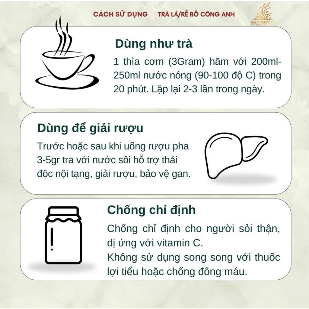 Trà thảo mộc lá bồ công anh sấy lạnh - Dalat Cordyceps