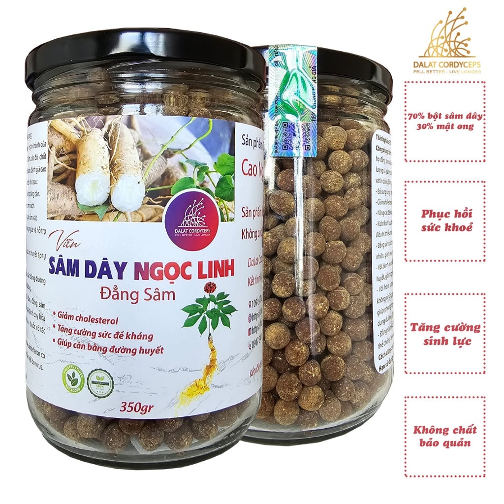 Viên sâm dây ngọc linh, đẳng sâm mật ong Dalat Cordyceps