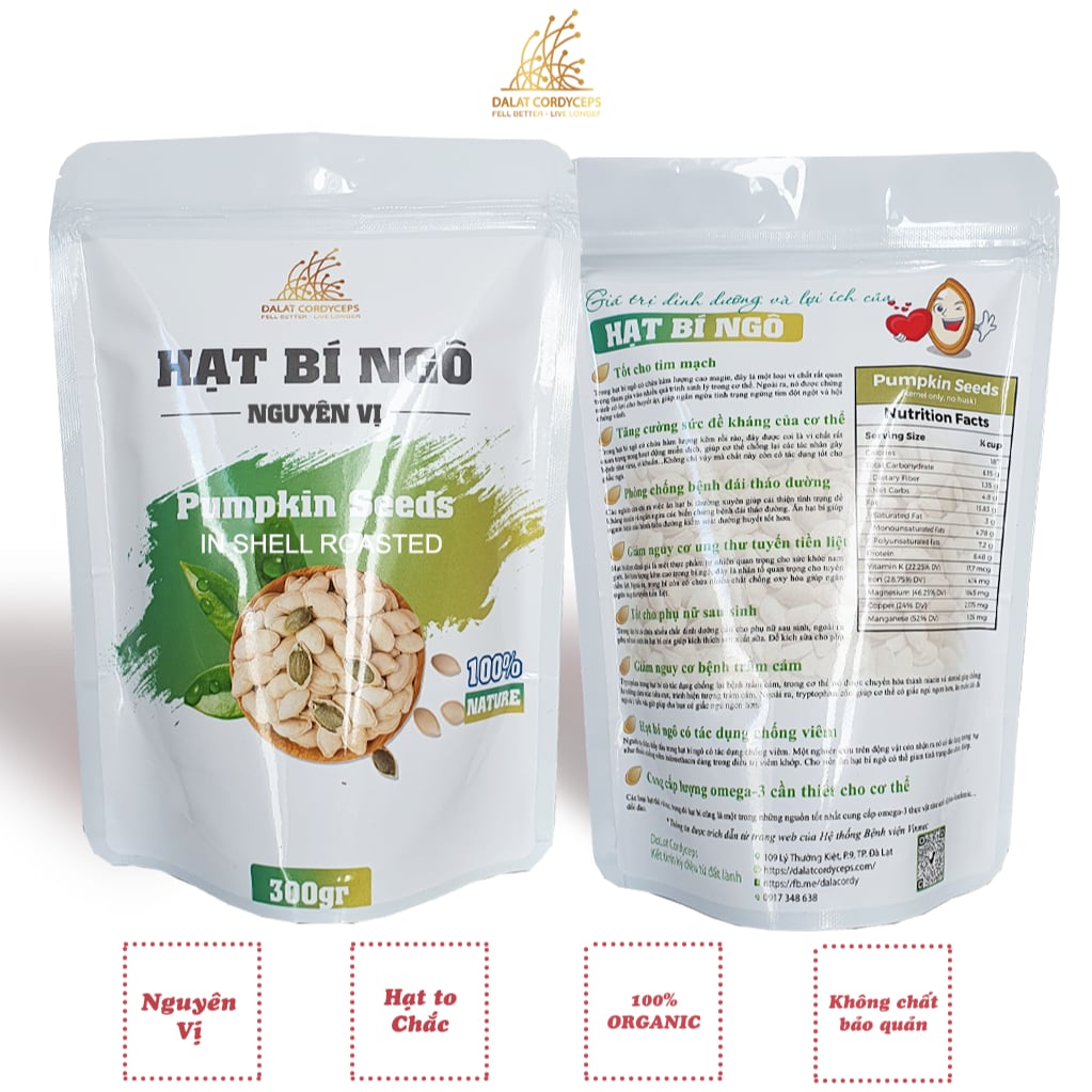 Hạt bí ngô nguyên vị Dalat Cordyceps