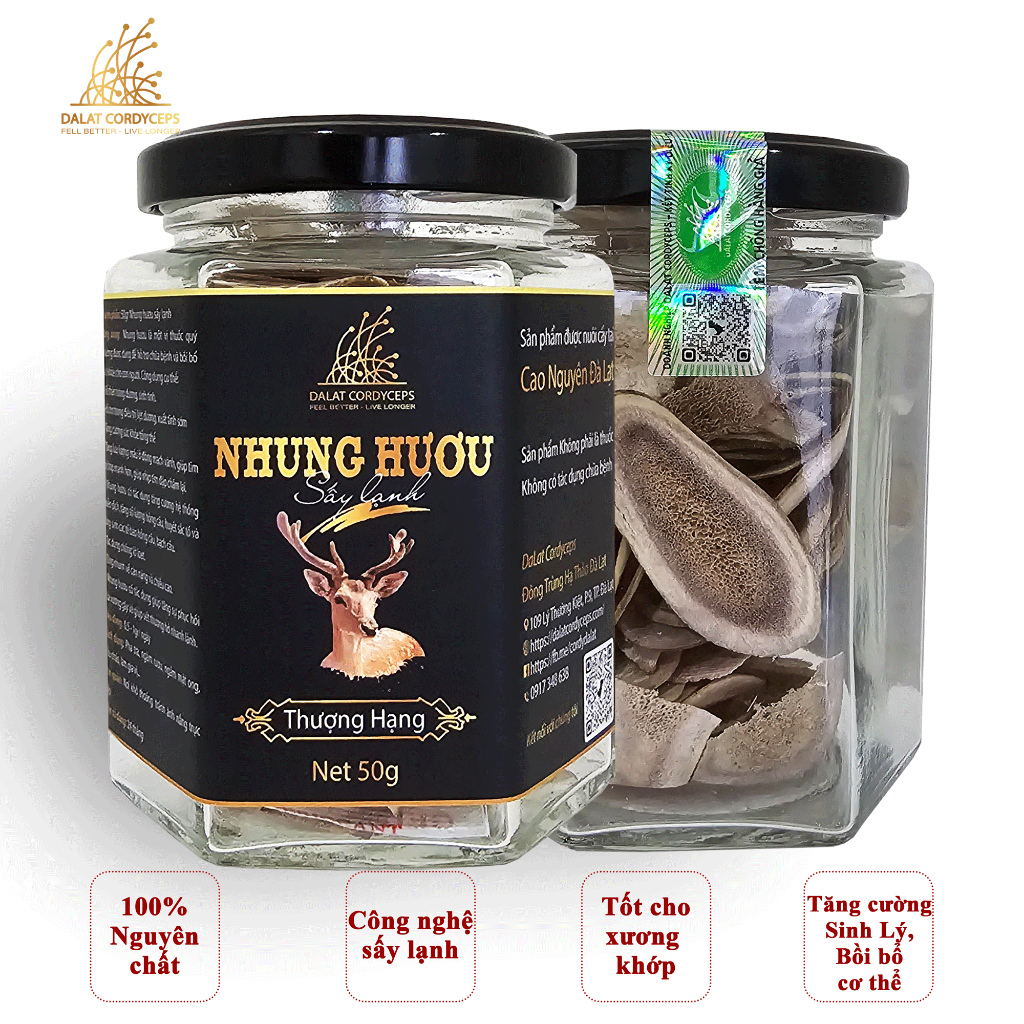 Lộc nhung hươu khô thái lát - Dalat Cordyceps - sấy lạnh