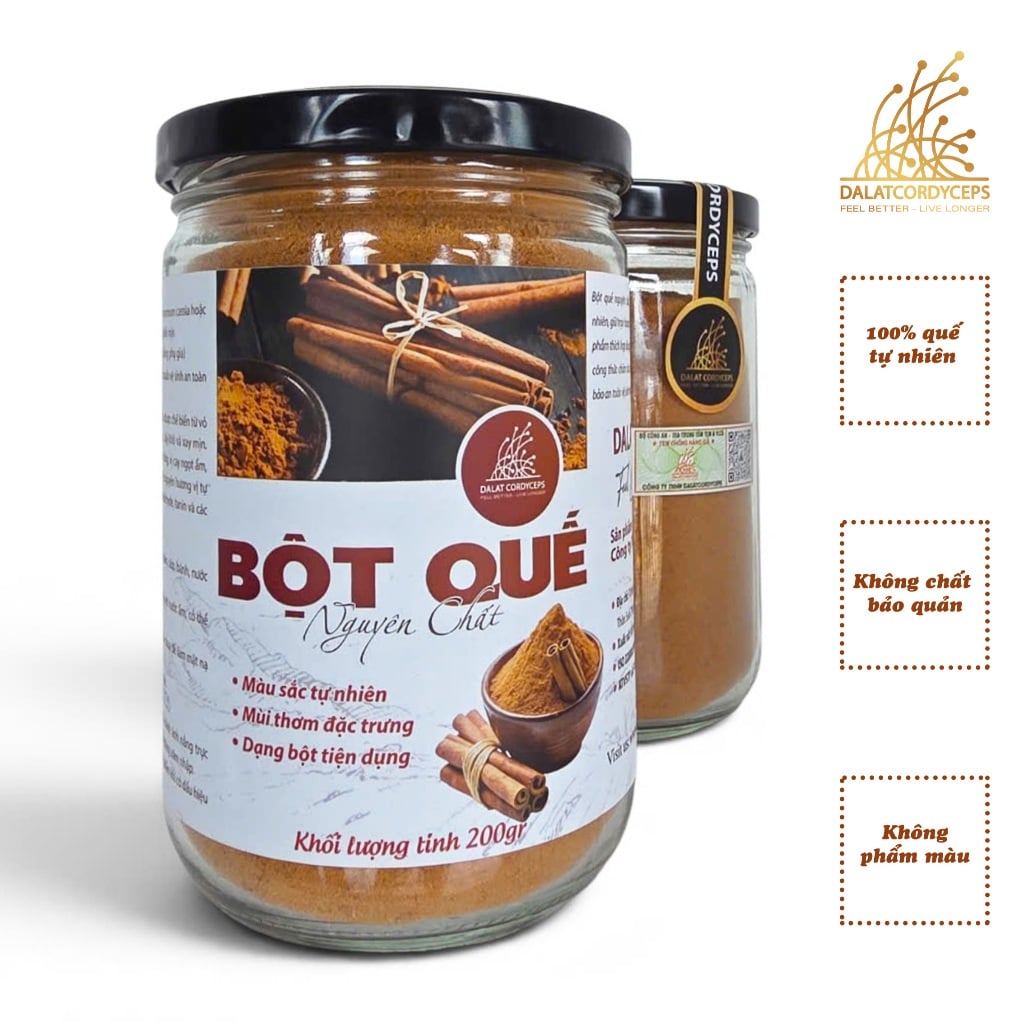 Bột Quế Nguyên Chất Sấy Lạnh Pha Trà Làm Bánh Dalat Cordyceps