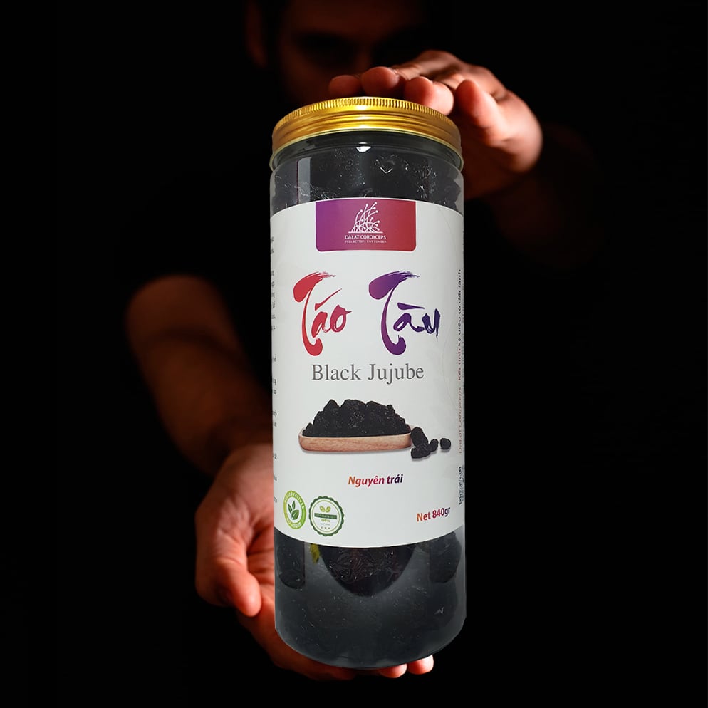 Trái táo tàu, táo đen sấy khô - Dalat Cordyceps - Lọ cao cấp