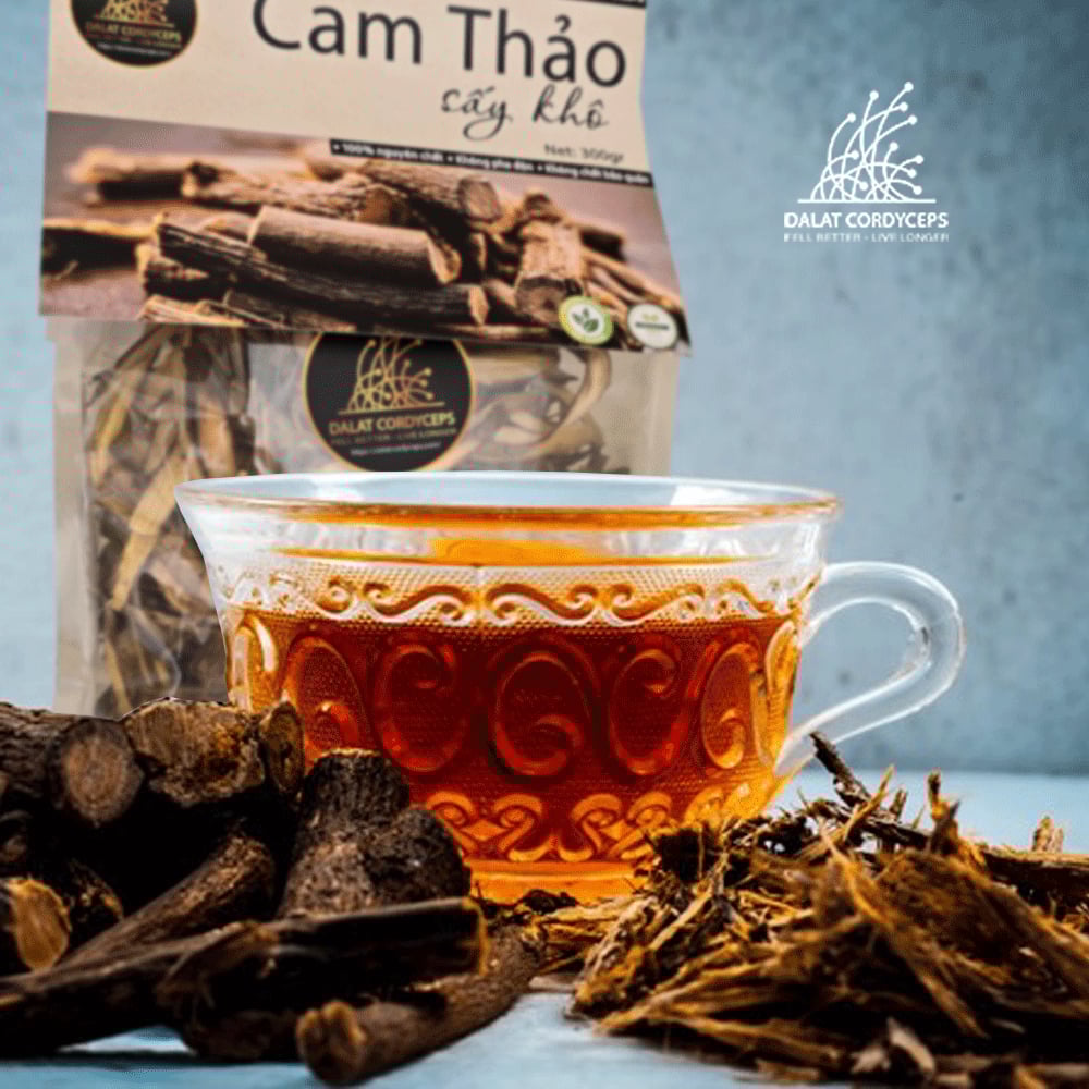 Trà thảo mộc cam thảo khô thái lát Dalat Cordyceps