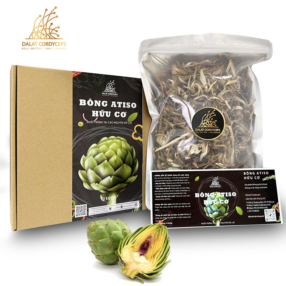 Trà bông atisô sấy khô - Dalat Cordyceps - hộp 250gr