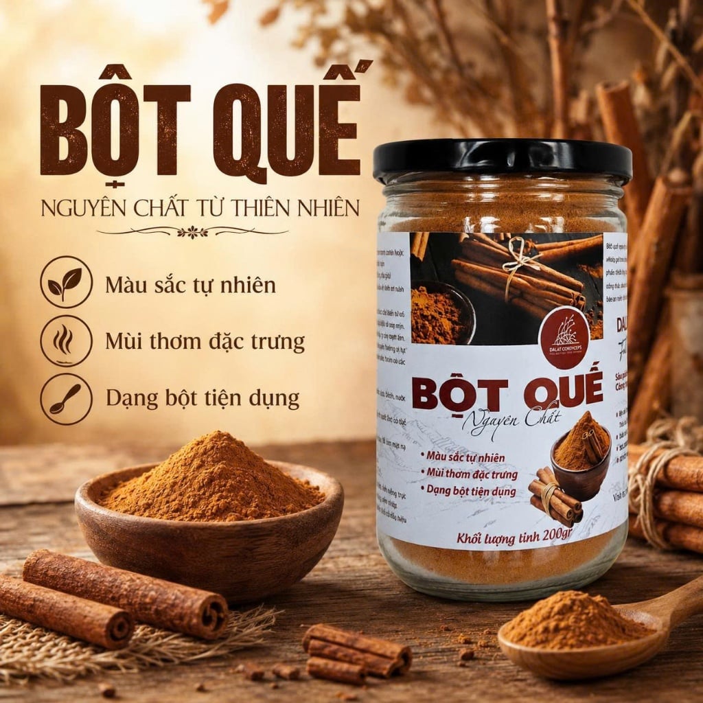 Bột Quế Nguyên Chất Sấy Lạnh Pha Trà Làm Bánh Dalat Cordyceps