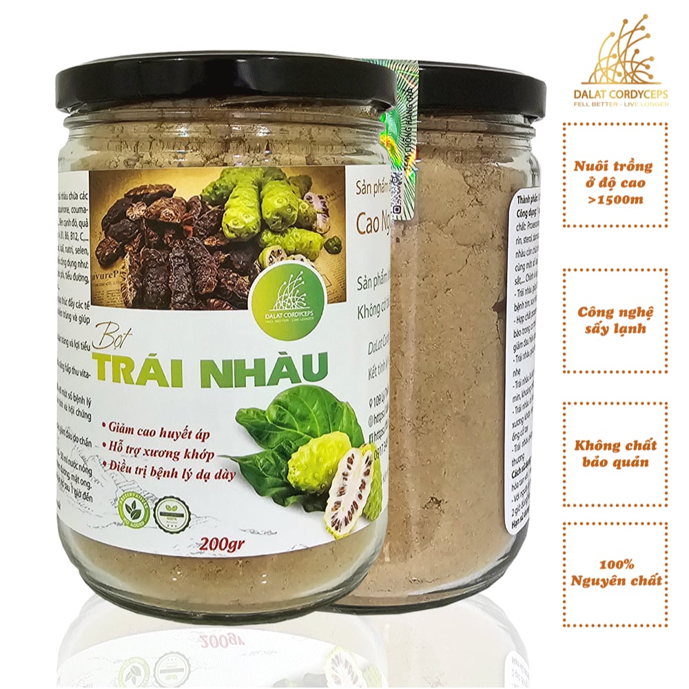 Bột trái nhàu đã được nghiền mịn, hàng nguyên chất Dalat Cordyceps