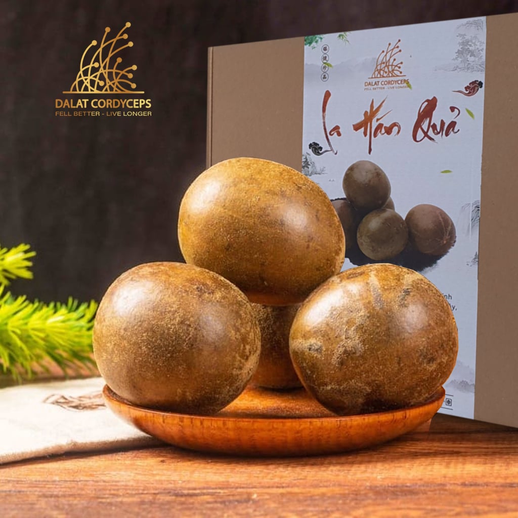 Quả la hán quả khô nguyên trái - Dalat Cordyceps - hộp cao cấp