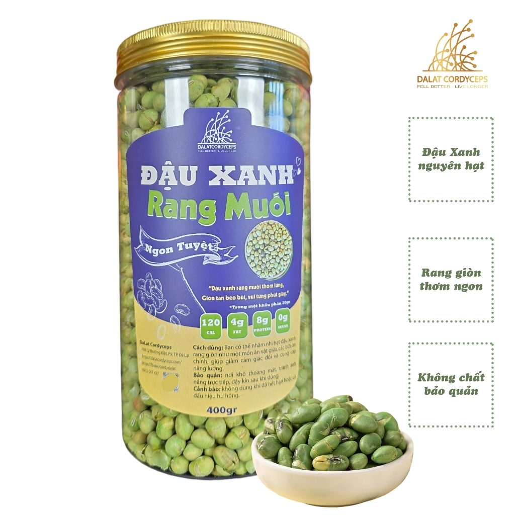 Hạt đậu xanh rang muối giòn tan - Dalat Cordyceps