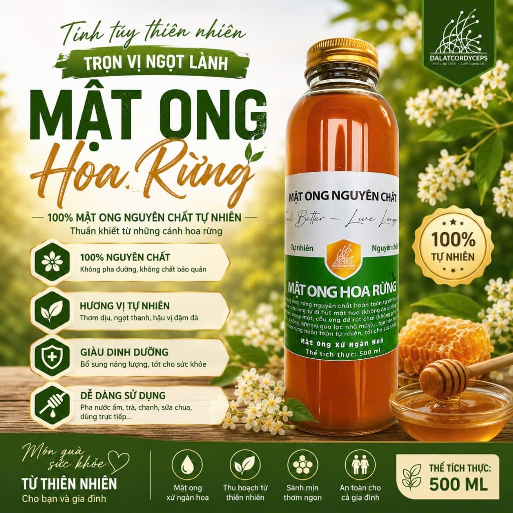 Mật ong hoa rừng nguyên chất - Dalat Cordyceps