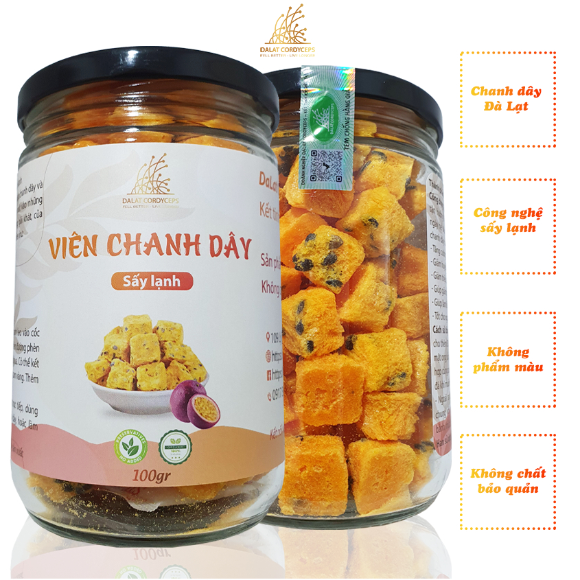 Viên chanh dây, chanh leo khô sấy lạnh - Dalat Cordyceps
