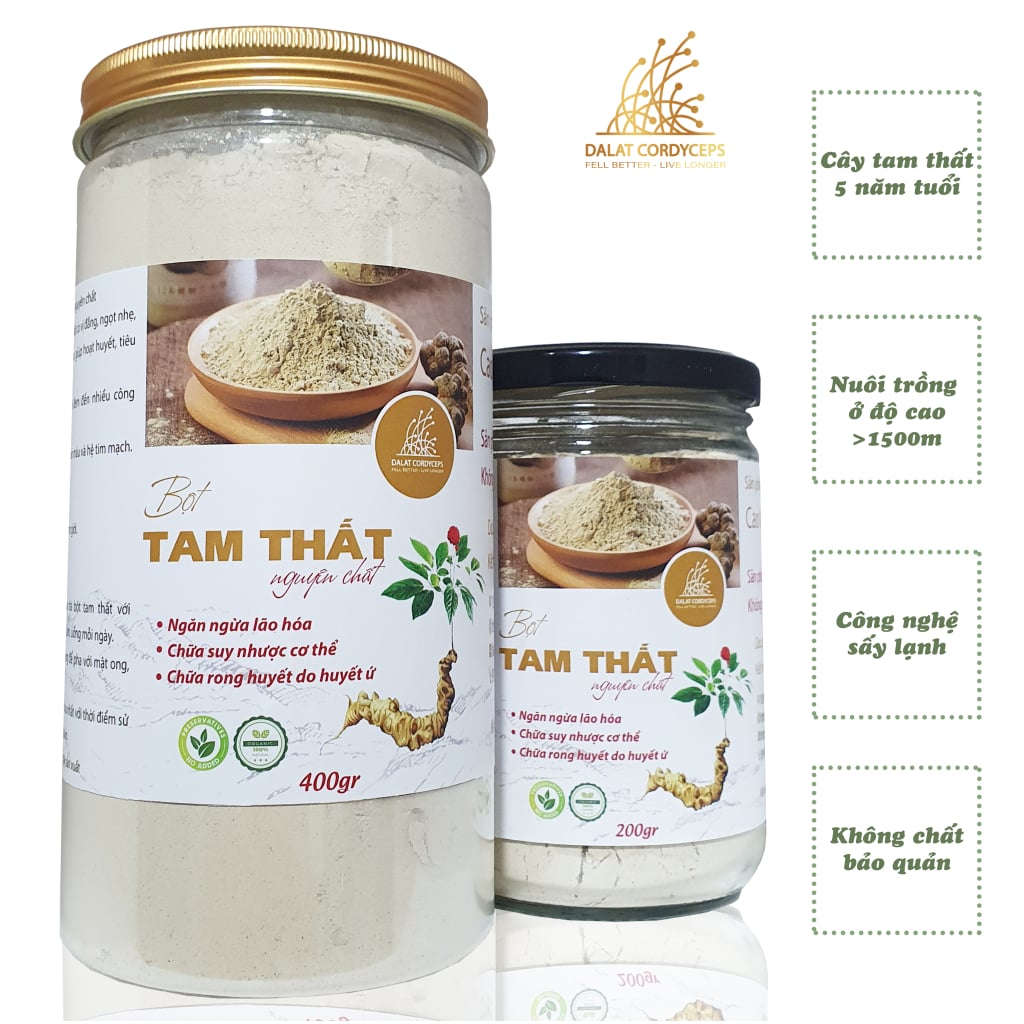 Bột củ tam thất bắc sây khố nguyên chất sấy khô , Loại cao cấp Dalat Cordyceps